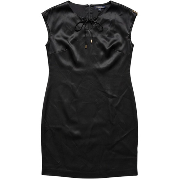 Brooks Brothers Dresses & Skirts - Brooks Brothers Black Satin 100% SILK Tunic Shift Dress Bow Tassels Size 6